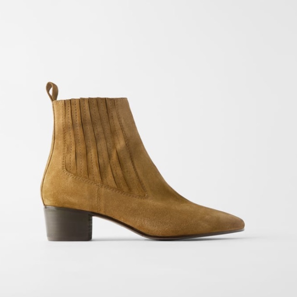 Zara Mid-Height Leather ankle boots size 7.5 - Picture 6 of 13